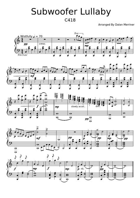 Subwoofer Lullaby Sheet Music For Piano Solo