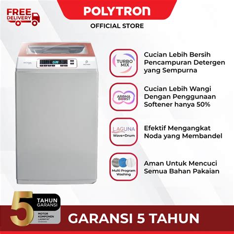 Jual Polytron Mesin Cuci Tabung Zeromatic Laguna Series Hijab Kg