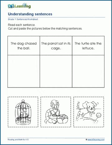 Understanding Sentences Worksheets K5 Learning