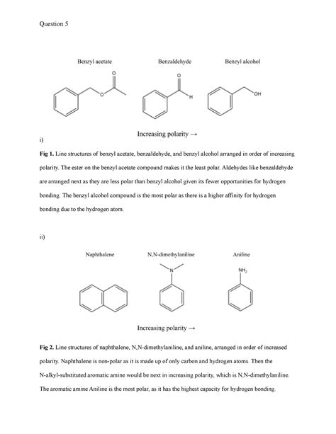 Lab 1 Tlc Question 5 Question 5 I Fig 1 Line Structures Of Benzyl Acetate Benzaldehyde