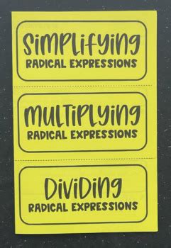 Multiplying And Dividing Radical Expressions Editable Algebra Foldable