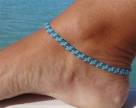 Ankle Bracelet Turquoise Beaded Anklet Ladder Chain Ankle Bracelet