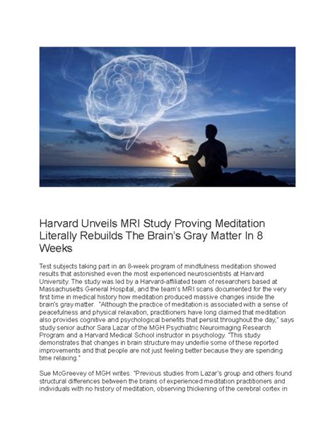 Meditation Is Power Harvard Unveils MRI Study Proving Meditation