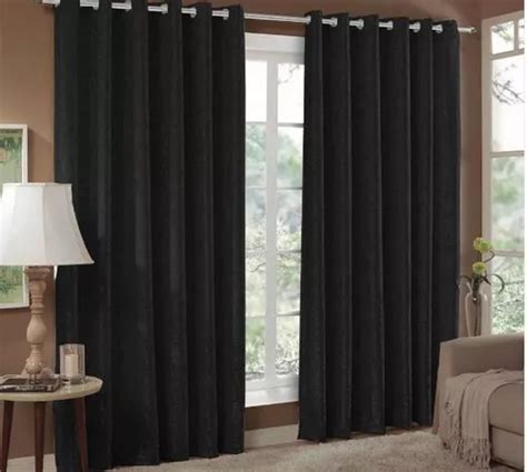 Cortina Jacquard Con Ojales Cromados Cuadrados Negros De X Cm