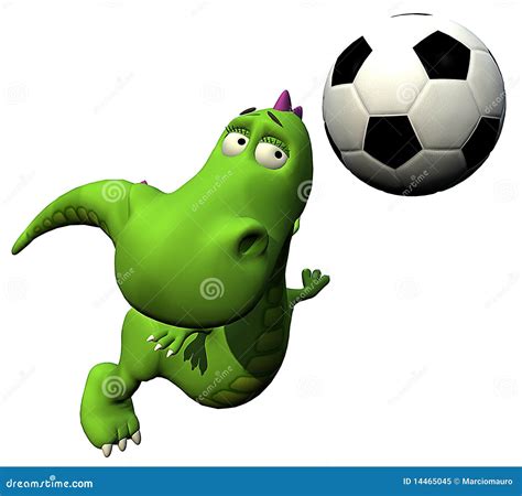 Football Soccer Player Flyind Head Baby Dragon Stock Illustration