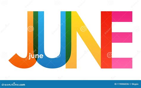 June Colorful Overlapping Letters Vector Banner Stock Vector