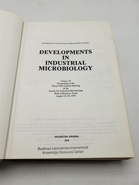 Developments In Industrial Microbiology Volume 20 By Society For Industrial Microbiology Ex