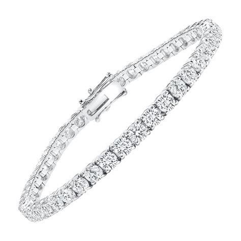 14k 12 Carat White Gold Round Diamond Tennis Bracelet For Sale At