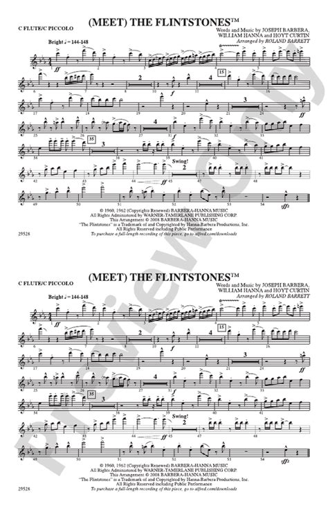 Meet The Flintstones Flute Flute Part Digital Sheet Music Download