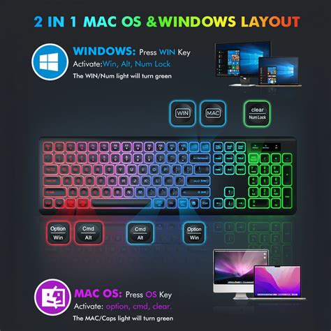 Wireless Keyboard and Mouse Combo - RGB Backlit