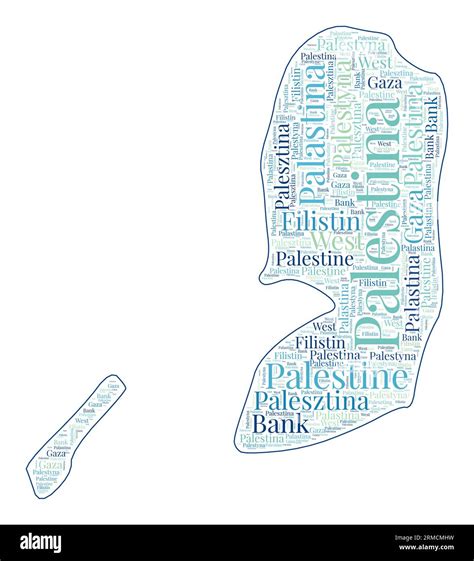 Palestine Shape Filled With Country Name In Many Languages Palestine