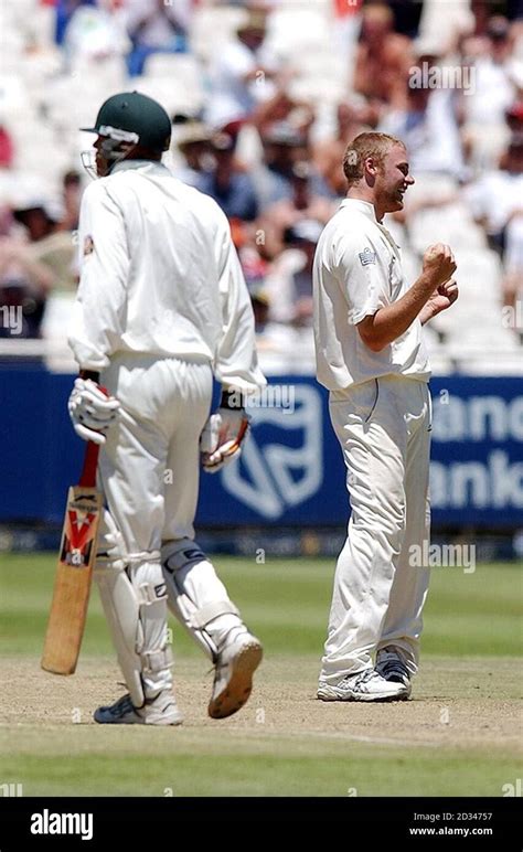 England S Andrew Flintoff Celebrates After Having South Africa S Shaun