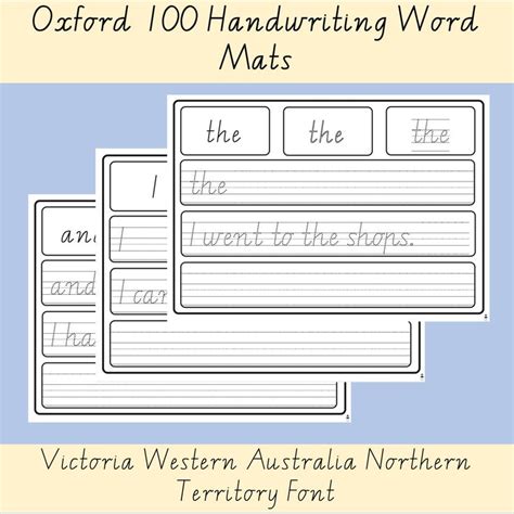 Oxford 100 High Frequency Words Handwriting Worksheets List VIC WA NT