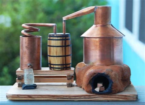 Small Copper Moonshine Liquor Still Replica Model On A Wood Etsy In