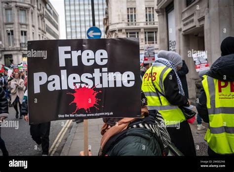 London Uk Rd February Free Palestine Banner Held By A Peace