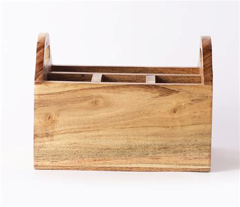 Buy Mango Wood Cutlery Box With Wall Hooks Online In India At Best