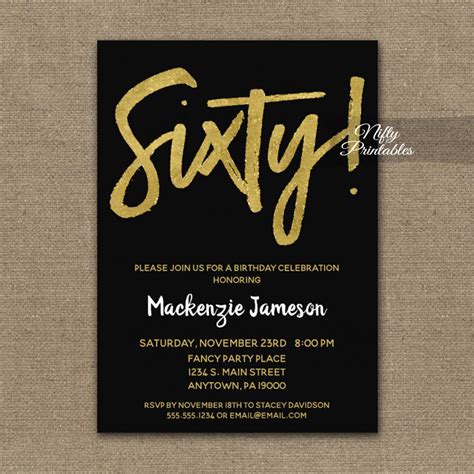 60th Birthday Invitation Templates Photoadking