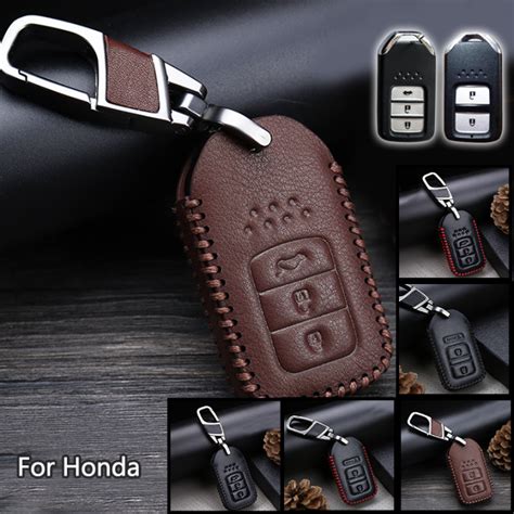 Leather Remote Smart Car Key Fob Case Cover Shell Holder Bag For Honda