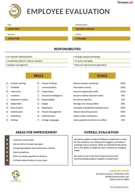 Employee Evaluation Form Sample Master Template Hot Sex Picture