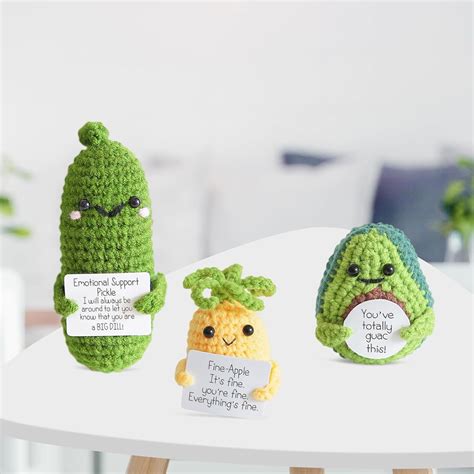 3pcs Handmade Emotional Support Pickled Cucumber Tcreative Crochet