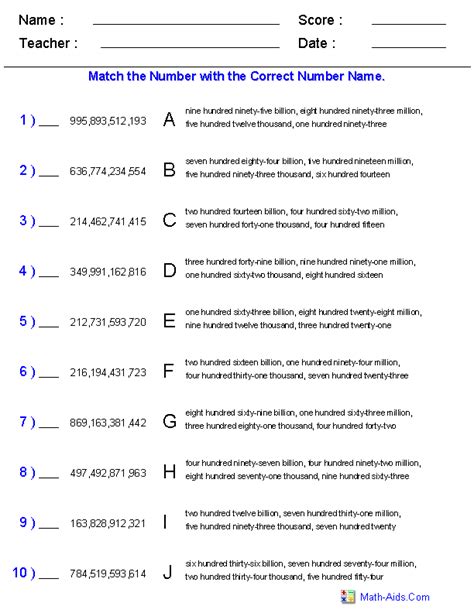 Place Value Worksheets Place Value Worksheets For Practice Worksheets Library