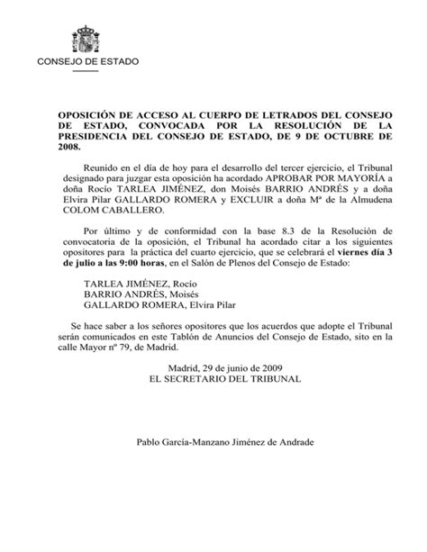 Oposicion De Acceso Al Cuerpo De Letrados Del Consejo De Estado