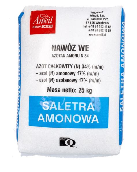 Nawóz azotowy Anvil granulat 25 kg saletra amonowa na trawniki 214