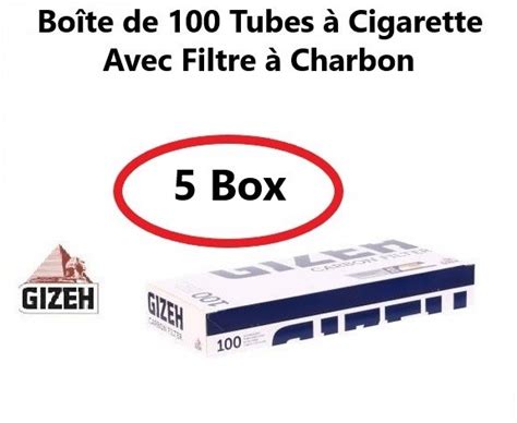 Boîte de 100 Tubes à Cigarettes Gizeh Carbon Avec Filtre à Charbon