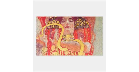 Gustav Klimt Red Woman Gold Snake Painting Rectangular Sticker Zazzle