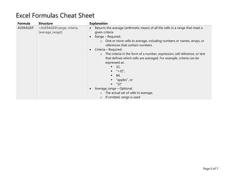 Excel Formulas Cheat Sheet For Beginnerspdf