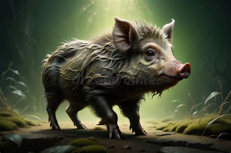 Cute Little Pig in the Habitat. Stock Photo - Image of protection ...