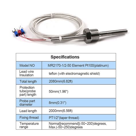 Bsp Pt100 Thermowell Temperature Sensor Pt100 Platinum Rtd 48 Off