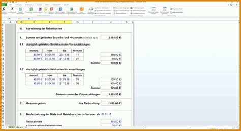 Singular Nebenkostenabrechnung Muster Kostenlos Excel Für 378360