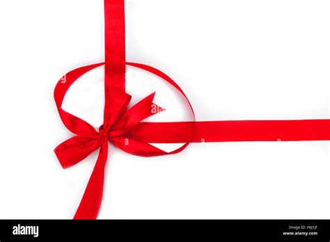 Red ribbon by bow Stock Photo - Alamy