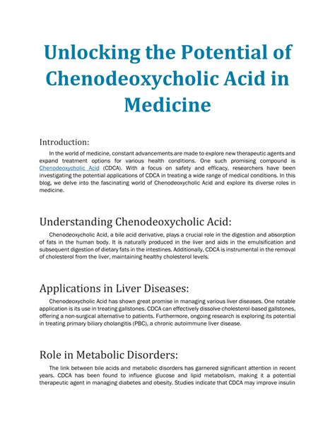 PPT Unlocking The Potential Of Chenodeoxycholic Acid In Medicine