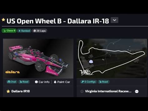 IRacing IndyCar Dallara IR18 Official B Open Race Virginia Intl