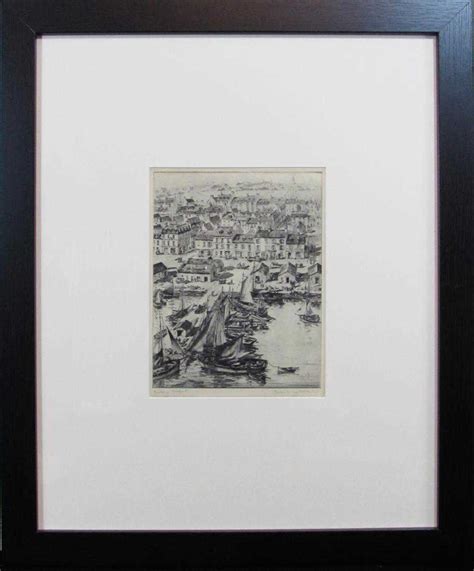 morris henry hobbs etching  brittany seaport