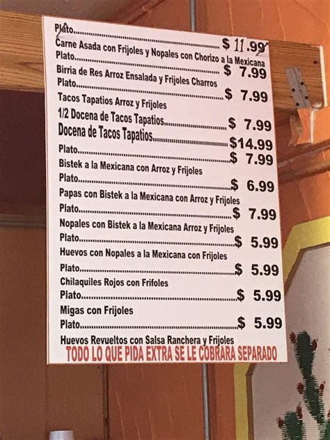 Menu At Las Fuentes Taqueria Restaurant Fort Worth