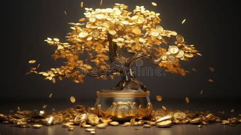 Gold Money Tree Lucky Wallpaper Stock Illustration Illustration Of