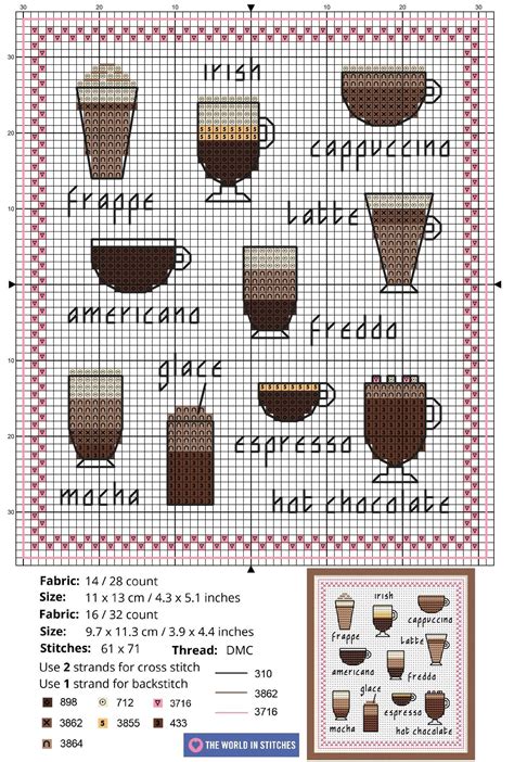 Coffee Mugs Cross Stitch Pattern