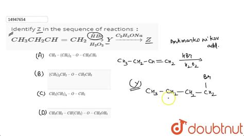 Identify Z In The Sequence Of Reactions `` `ch3ch2chch2