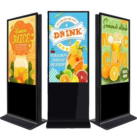 Ultra Slim Double Sided Floor Standing Lcd Digital Signage Kiosk