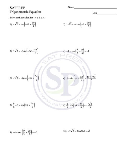 Transformed Trigonometric Equation With Amplitude Period And Shift