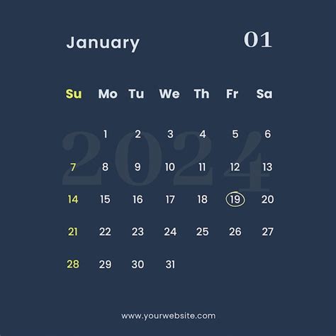 Psd Instagram Post Janvier Mod Le De Calendrier De Bureau Et