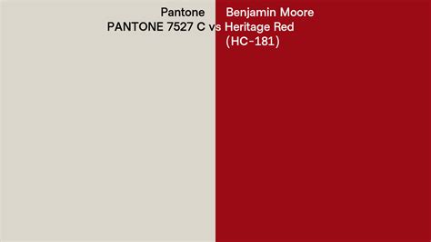 Pantone 7527 C Vs Benjamin Moore Heritage Red Hc 181 Side By Side