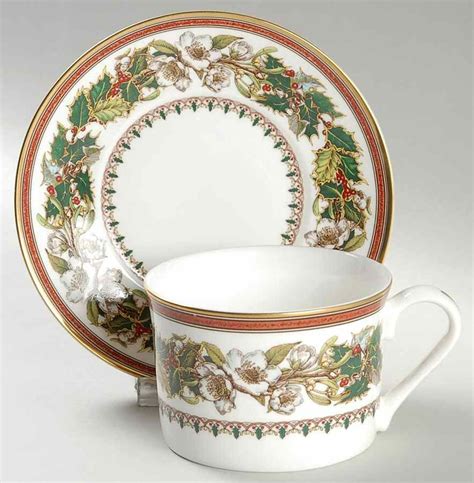 Christmas Rose Flat Cup Saucer Set By Spode Christmas Rose Cup And