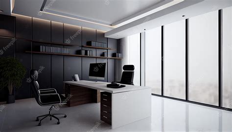 Premium Photo | Modern office with white walls