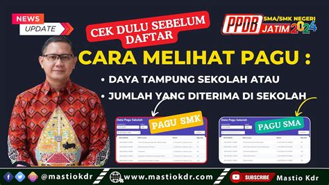 Cara Melihat Pagu Kuota Daya Tampung Sekolah Di Ppdb Jatim Jenjang