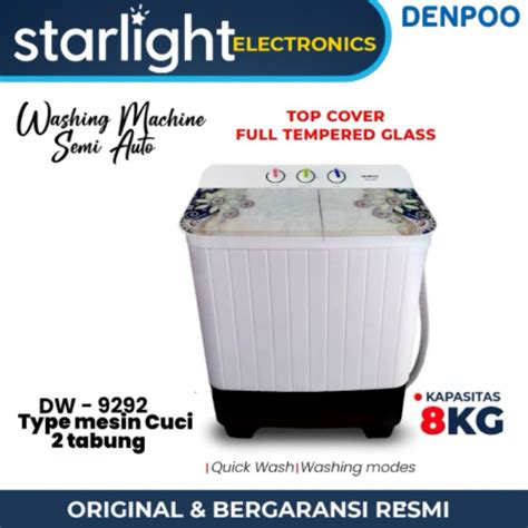 Jual Mesin Cuci 2 Tabung DENPOO Kapasitas 8 Kg DW 9292 NEW Shopee