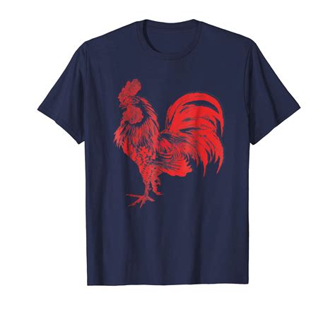 Gildan Brand Men Shirt Mens Red Rooster Shirt Cocky Vintage Rooster